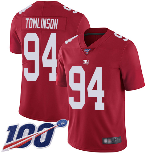 Men New York Giants #94 Dalvin Tomlinson Red Limited Red Inverted Legend 100th Season Football NFL Jersey